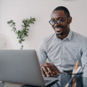man working on laptop
