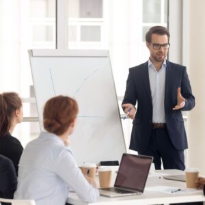 manager giving presentation