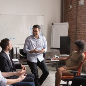 businessman giving presentation